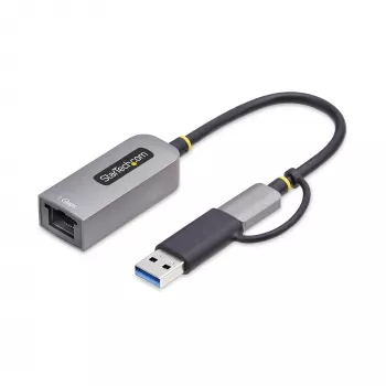 StarTech.com Adattatore USB-C a Ethernet con dongle USB-A, 10/100/1000 Mbit/s, adattatore di rete USB 3.0 a Gigabit Ethernet, cavo fisso 15 cm, adattatore USB GbE
