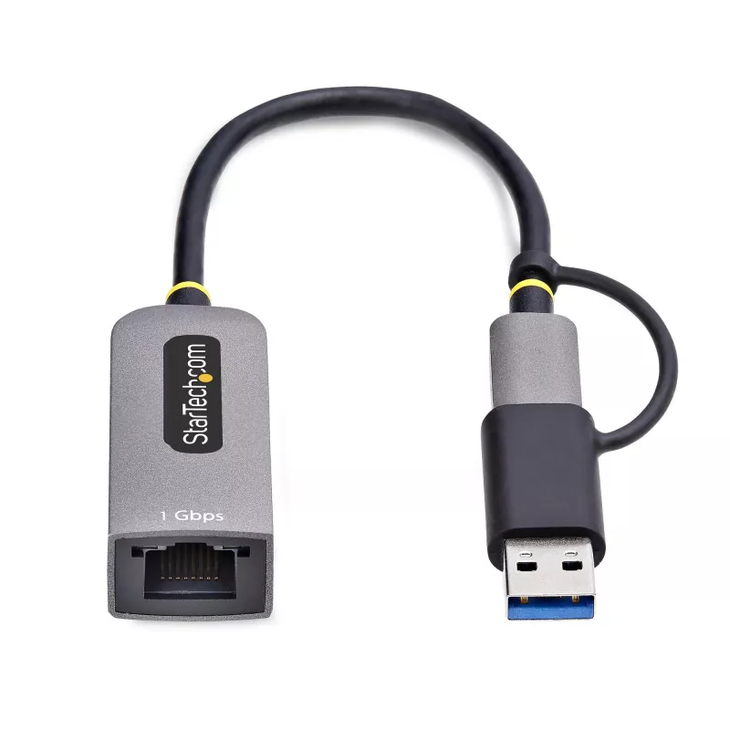 StarTech.com Adattatore USB-C a Ethernet con dongle USB-A, 10/100/1000 Mbit/s, adattatore di rete USB 3.0 a Gigabit Ethernet, cavo fisso 15 cm, adattatore USB GbE