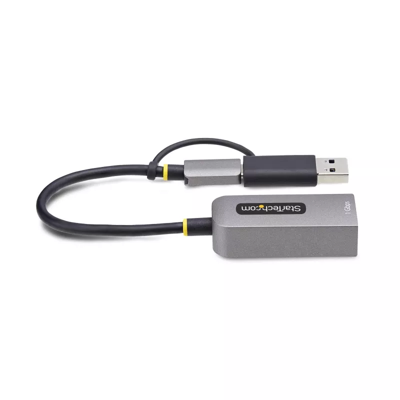 StarTech.com Adattatore USB-C a Ethernet con dongle USB-A, 10/100/1000 Mbit/s, adattatore di rete USB 3.0 a Gigabit Ethernet, cavo fisso 15 cm, adattatore USB GbE