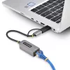 StarTech.com Adattatore USB-C a Ethernet con dongle USB-A, 10/100/1000 Mbit/s, adattatore di rete USB 3.0 a Gigabit Ethernet, cavo fisso 15 cm, adattatore USB GbE