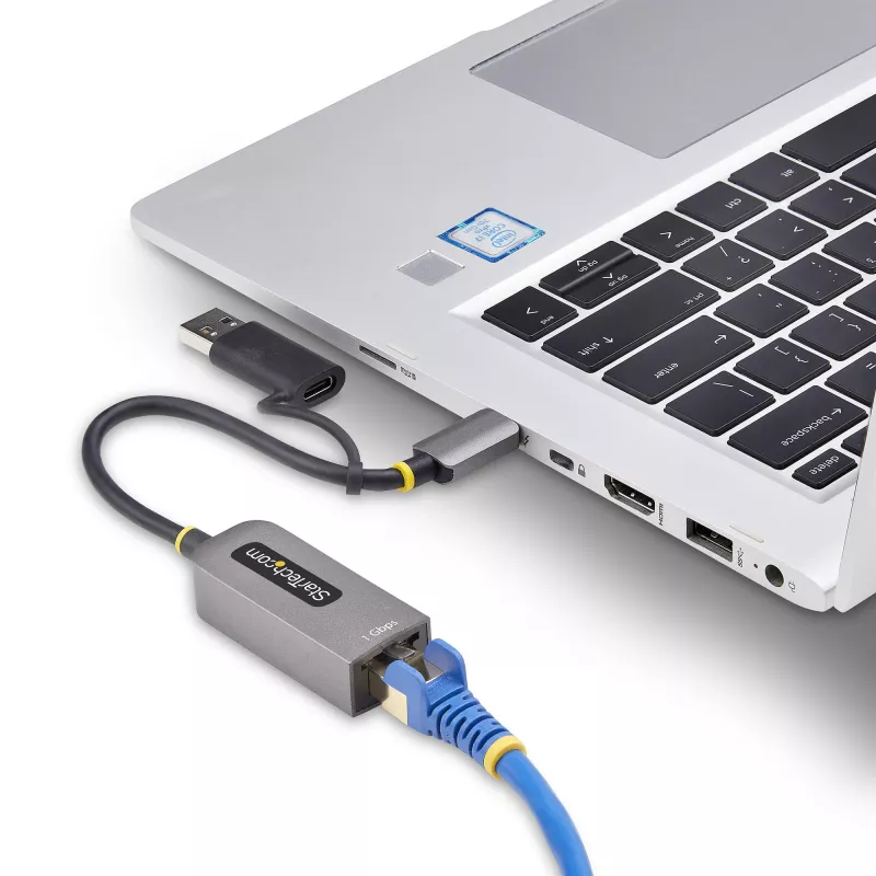 StarTech.com Adattatore USB-C a Ethernet con dongle USB-A, 10/100/1000 Mbit/s, adattatore di rete USB 3.0 a Gigabit Ethernet, cavo fisso 15 cm, adattatore USB GbE