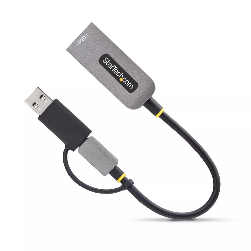 StarTech.com Adattatore USB-C a Ethernet con dongle USB-A, 10/100/1000 Mbit/s, adattatore di rete USB 3.0 a Gigabit Ethernet, cavo fisso 15 cm, adattatore USB GbE