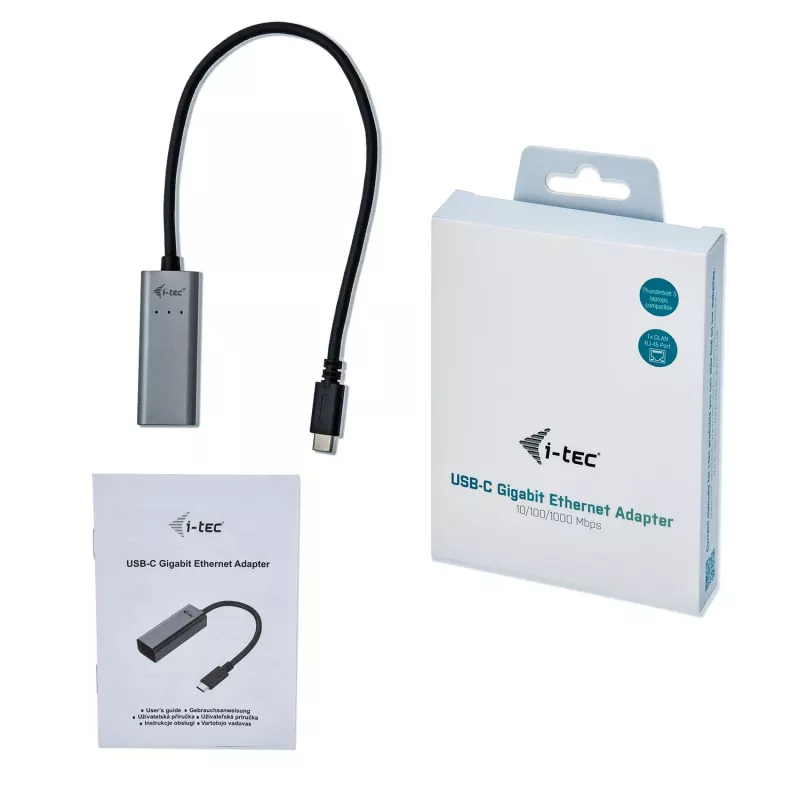 i-tec Adattatore Gigabit Ethernet USB-C in metallo, con filo, USB Type-C, Ethernet, 1000 Mbit/s, grigio