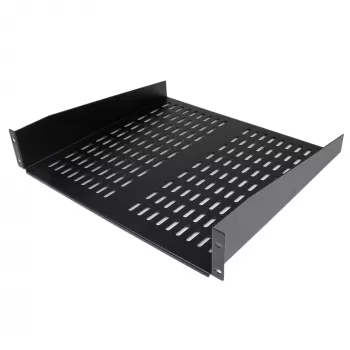 StarTech.com ripiano rack 2U per server – vassoio cantilever universale ventilato per rack e armadi di rete 19 pollici – acciaio ad alta portata – portata 23 kg – ripiano profondo 16 pollici, nero