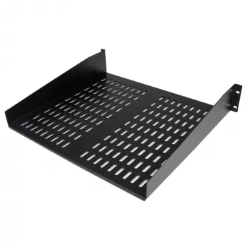 StarTech.com ripiano rack 2U per server – vassoio cantilever universale ventilato per rack e armadi di rete 19 pollici – acciaio ad alta portata – portata 23 kg – ripiano profondo 16 pollici, nero