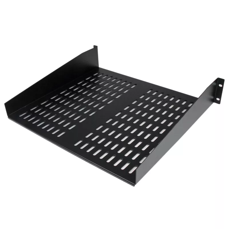 StarTech.com ripiano rack 2U per server – vassoio cantilever universale ventilato per rack e armadi di rete 19 pollici – acciaio ad alta portata – portata 23 kg – ripiano profondo 16 pollici, nero