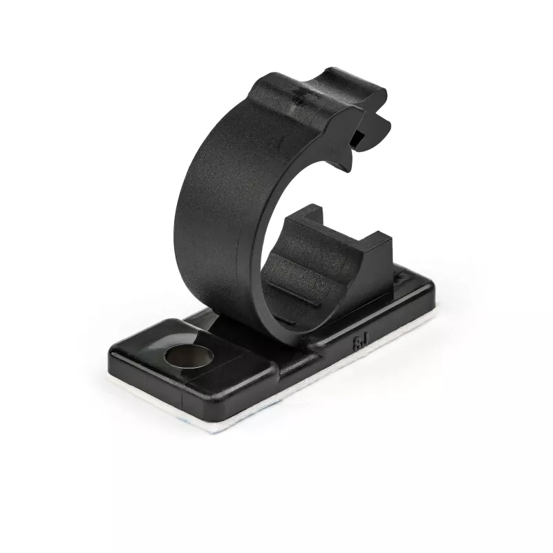 StarTech.com 100 clip adesive per gestione cavi nere – organizzatore cavi di rete/Ethernet/da scrivania/computer – supporto adesivo per cavi/fili – fissaggio autoadesivo in nylon UL/94V-2 ignifugo