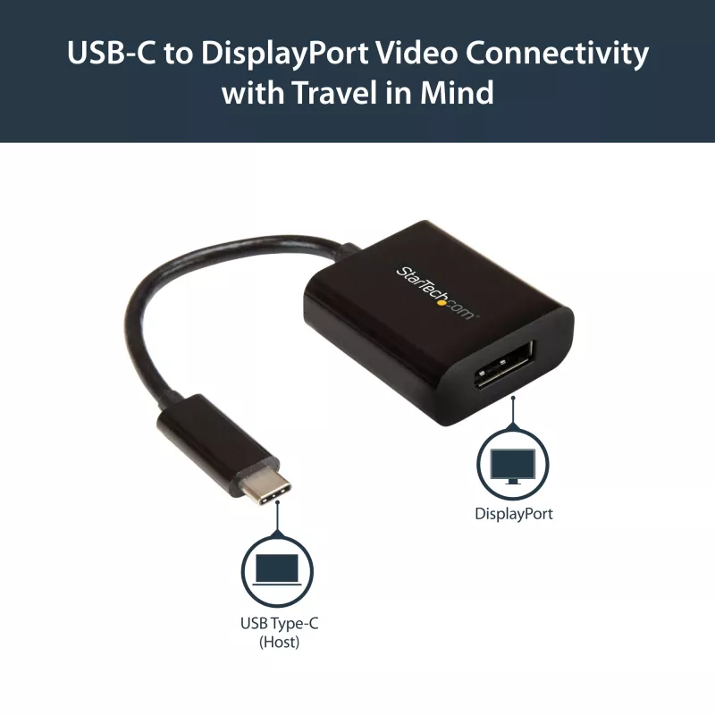 StarTech.com adattatore USB-C a DisplayPort - 4K 60Hz/8K 30Hz - adattatore dongle USB Type-C a DP 1.4 HBR2 - convertitore video monitor USB-C compatto (DP Alt Mode) - compatibile Thunderbolt 3