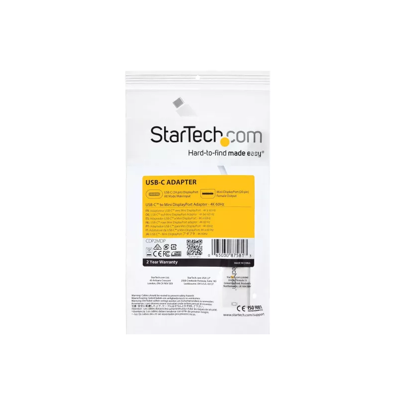 StarTech.com adattatore USB-C a Mini DisplayPort – 4K 60 Hz – bianco – adattatore USB 3.1 Type-C a Mini DP – versione aggiornata è CDP2MDPEC