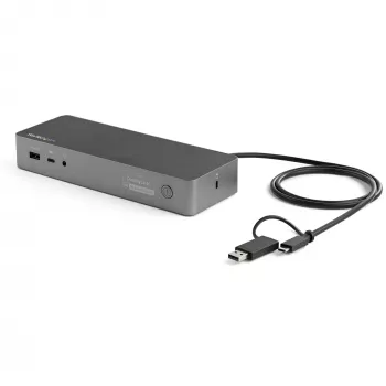 StarTech.com Docking station universale per laptop, dock ibrido USB-C e USB-A, doppio 4K DP e HDMI, 100W PD, Mac / Windows / Chrome OS, hub 4x USB 5Gbps, GbE