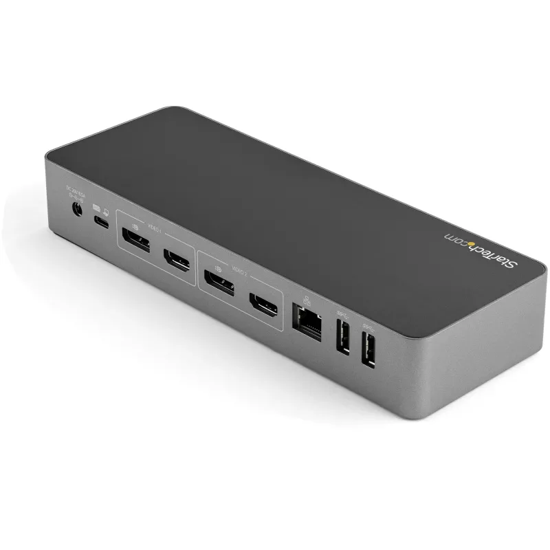 StarTech.com Docking station universale per laptop, dock ibrido USB-C e USB-A, doppio 4K DP e HDMI, 100W PD, Mac / Windows / Chrome OS, hub 4x USB 5Gbps, GbE