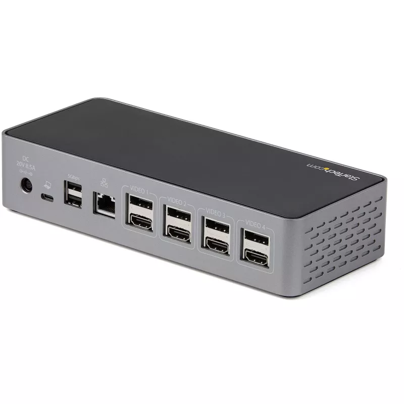 StarTech.com Dock USB-C – DisplayPort e HDMI quad-monitor 4K 60Hz – Docking station USB-C universale con 100W Power Delivery – Hub USB con 1x USB Type-C e 3x USB-A, Ethernet, audio