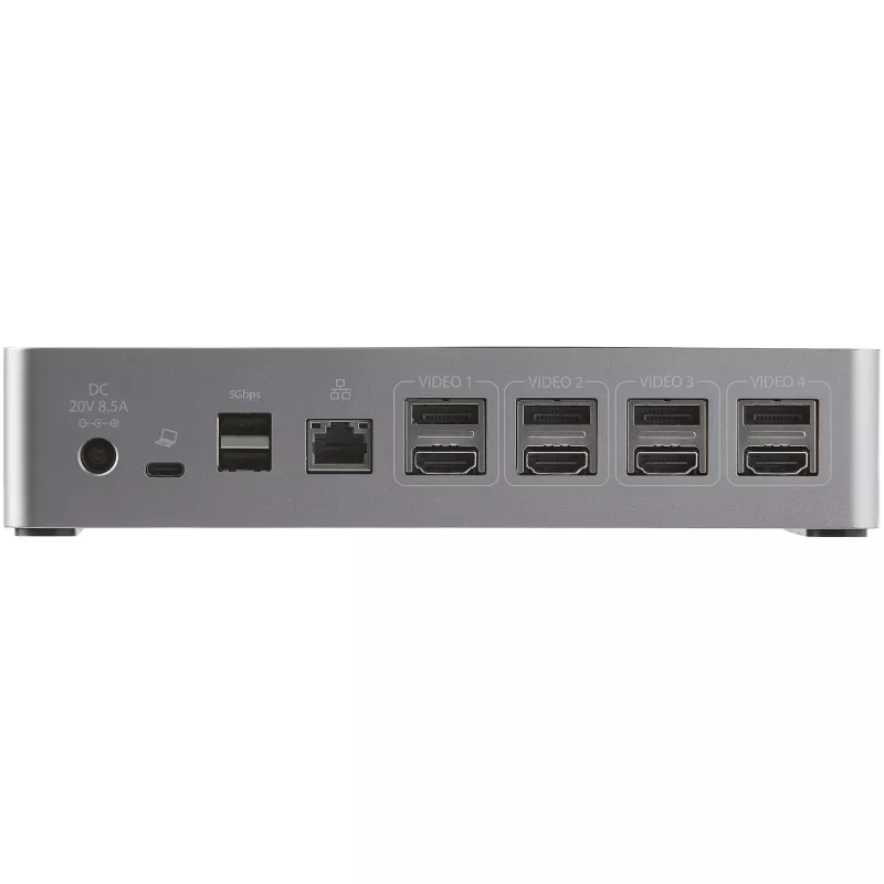StarTech.com Dock USB-C – DisplayPort e HDMI quad-monitor 4K 60Hz – Docking station USB-C universale con 100W Power Delivery – Hub USB con 1x USB Type-C e 3x USB-A, Ethernet, audio