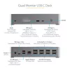StarTech.com Dock USB-C – DisplayPort e HDMI quad-monitor 4K 60Hz – Docking station USB-C universale con 100W Power Delivery – Hub USB con 1x USB Type-C e 3x USB-A, Ethernet, audio