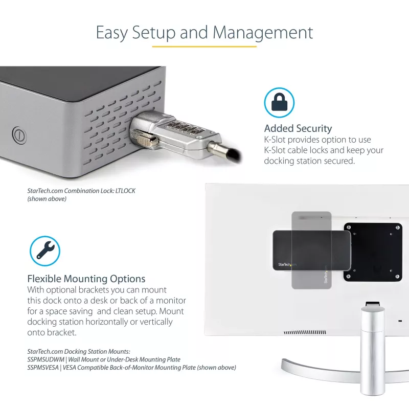 StarTech.com Dock USB-C – DisplayPort e HDMI quad-monitor 4K 60Hz – Docking station USB-C universale con 100W Power Delivery – Hub USB con 1x USB Type-C e 3x USB-A, Ethernet, audio