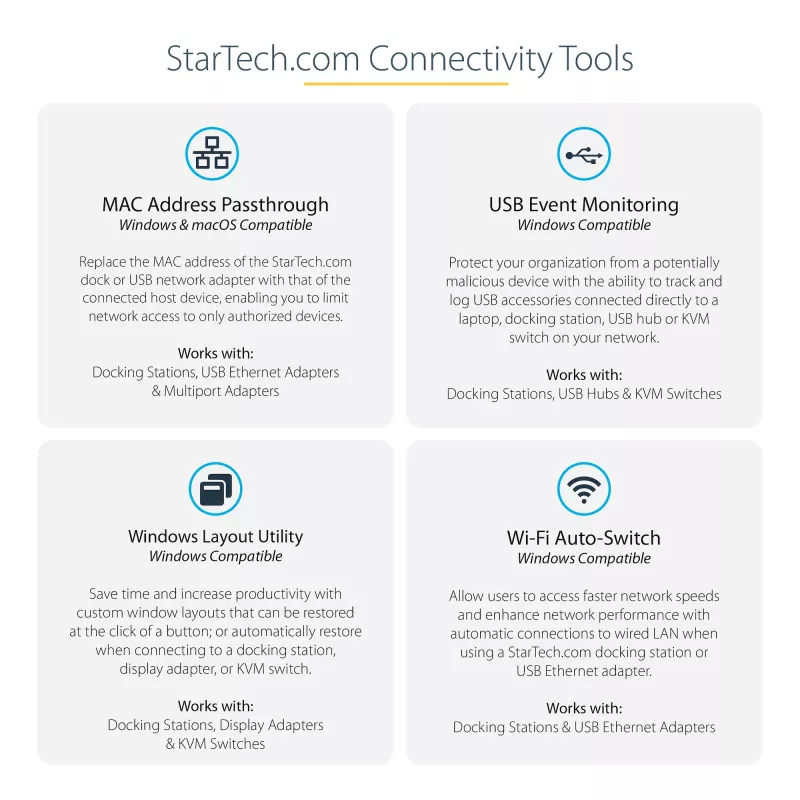 StarTech.com Dock USB-C – DisplayPort e HDMI quad-monitor 4K 60Hz – Docking station USB-C universale con 100W Power Delivery – Hub USB con 1x USB Type-C e 3x USB-A, Ethernet, audio