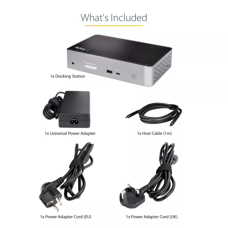 StarTech.com Dock USB-C – DisplayPort e HDMI quad-monitor 4K 60Hz – Docking station USB-C universale con 100W Power Delivery – Hub USB con 1x USB Type-C e 3x USB-A, Ethernet, audio