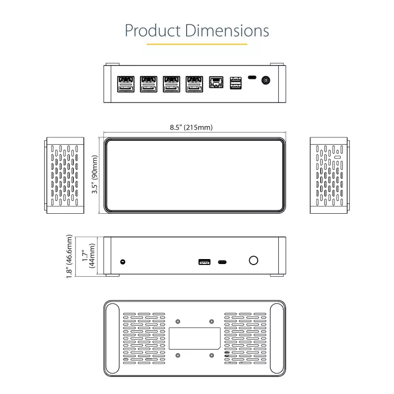StarTech.com Dock USB-C – DisplayPort e HDMI quad-monitor 4K 60Hz – Docking station USB-C universale con 100W Power Delivery – Hub USB con 1x USB Type-C e 3x USB-A, Ethernet, audio