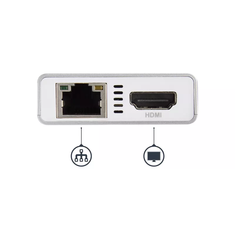StarTech.com Adattatore multiporta USB-C – Docking station da viaggio USB-C con HDMI 4K – 60 W Power Delivery Pass-Through, GbE, hub USB-A 3.0 a 2 porte – Mini dock USB Type-C portatile per laptop – bianco
