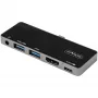 StarTech.com Adattatore multiporta USB C – USB-C a HDMI 4K 60Hz 2.0, ricarica pass-through 100W Power Delivery, hub USB 3.0 a 3 porte, audio – Mini dock USB-C – Dock da viaggio USB Type-C portatile