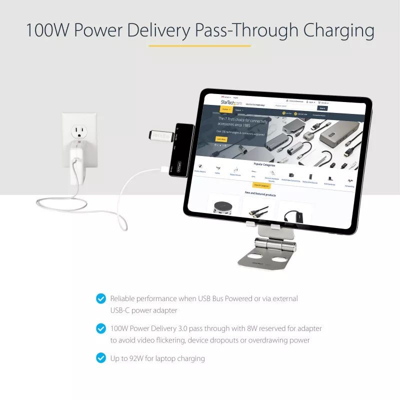 StarTech.com Adattatore multiporta USB C – USB-C a HDMI 4K 60Hz 2.0, ricarica pass-through 100W Power Delivery, hub USB 3.0 a 3 porte, audio – Mini dock USB-C – Dock da viaggio USB Type-C portatile