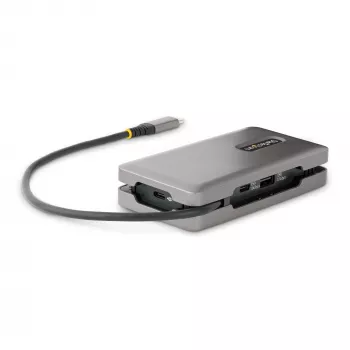 StarTech.com Adattatore multiporta USB-C – HDMI/DP 4K 60Hz – Hub USB a 3 porte – 100W Power Delivery Pass-Through – GbE – Mini docking station da viaggio con ricarica – cavo avvolgibile da 30 cm