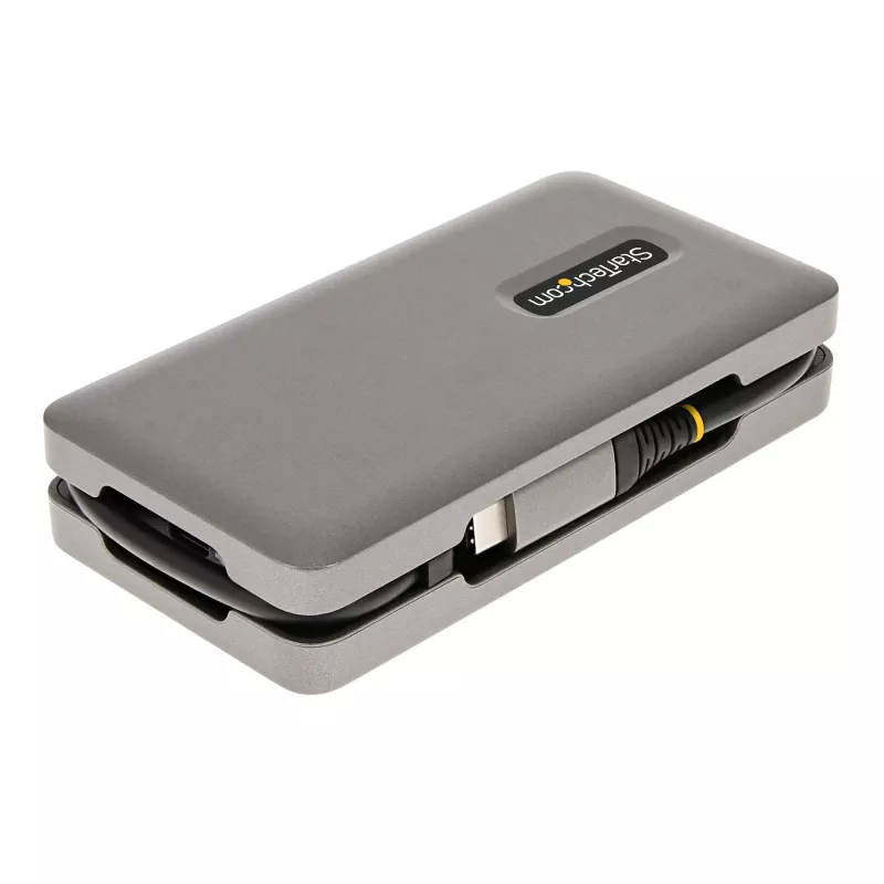 StarTech.com Adattatore multiporta USB-C – HDMI/DP 4K 60Hz – Hub USB a 3 porte – 100W Power Delivery Pass-Through – GbE – Mini docking station da viaggio con ricarica – cavo avvolgibile da 30 cm