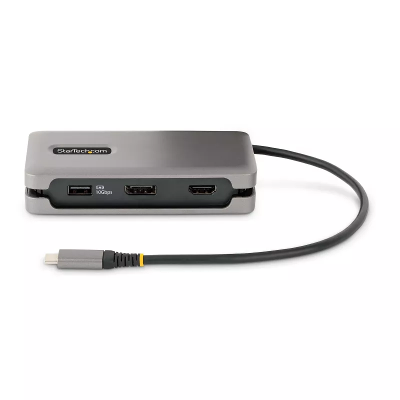StarTech.com Adattatore multiporta USB-C – HDMI/DP 4K 60Hz – Hub USB a 3 porte – 100W Power Delivery Pass-Through – GbE – Mini docking station da viaggio con ricarica – cavo avvolgibile da 30 cm