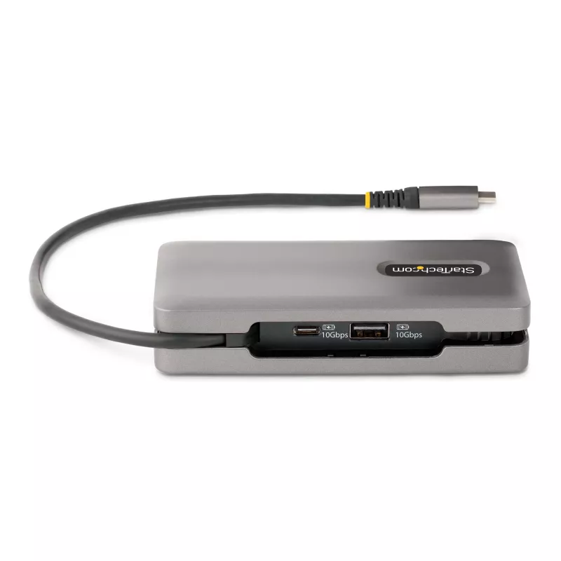 StarTech.com Adattatore multiporta USB-C – HDMI/DP 4K 60Hz – Hub USB a 3 porte – 100W Power Delivery Pass-Through – GbE – Mini docking station da viaggio con ricarica – cavo avvolgibile da 30 cm