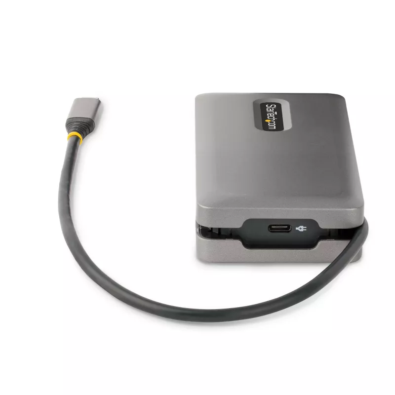 StarTech.com Adattatore multiporta USB-C – HDMI/DP 4K 60Hz – Hub USB a 3 porte – 100W Power Delivery Pass-Through – GbE – Mini docking station da viaggio con ricarica – cavo avvolgibile da 30 cm