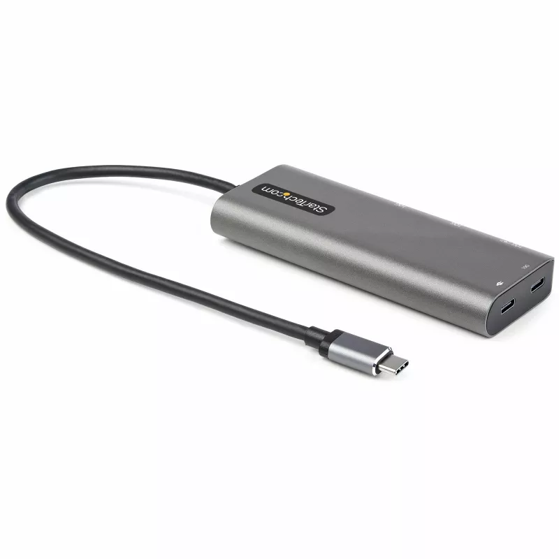 StarTech.com Adattatore multiporta USB-C – USB-C a HDMI o Mini DisplayPort 4K 60Hz, 100W Power Delivery Pass-Through, hub USB 10Gbps a 4 porte – Mini dock USB Type-C – con cavo fisso da 12 pollici (30 cm)