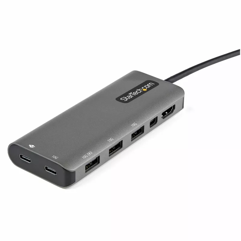 StarTech.com Adattatore multiporta USB-C – USB-C a HDMI o Mini DisplayPort 4K 60Hz, 100W Power Delivery Pass-Through, hub USB 10Gbps a 4 porte – Mini dock USB Type-C – con cavo fisso da 12 pollici (30 cm)