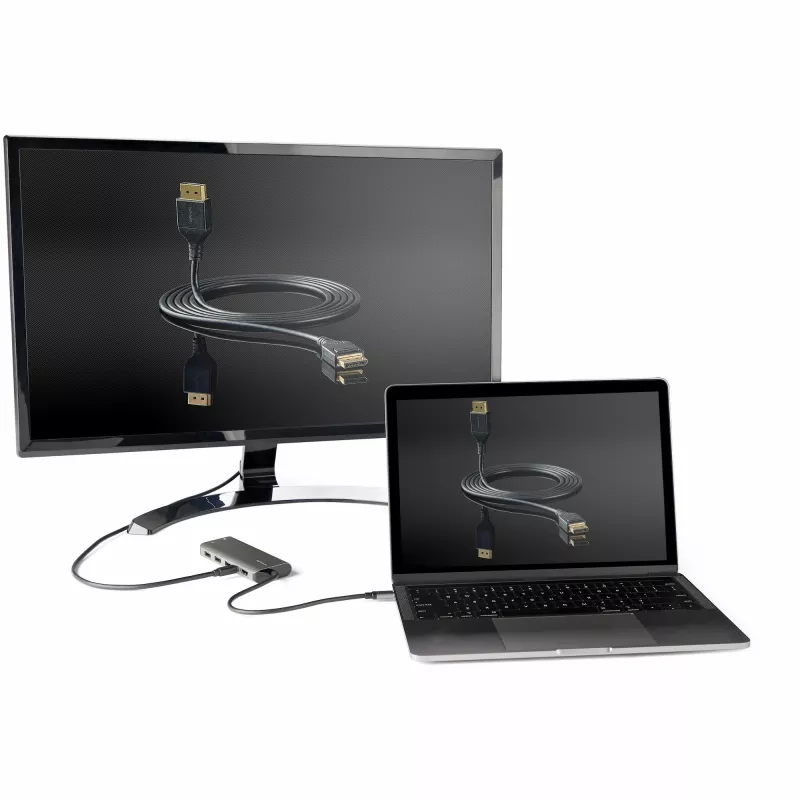 StarTech.com Adattatore multiporta USB-C – USB-C a HDMI o Mini DisplayPort 4K 60Hz, 100W Power Delivery Pass-Through, hub USB 10Gbps a 4 porte – Mini dock USB Type-C – con cavo fisso da 12 pollici (30 cm)