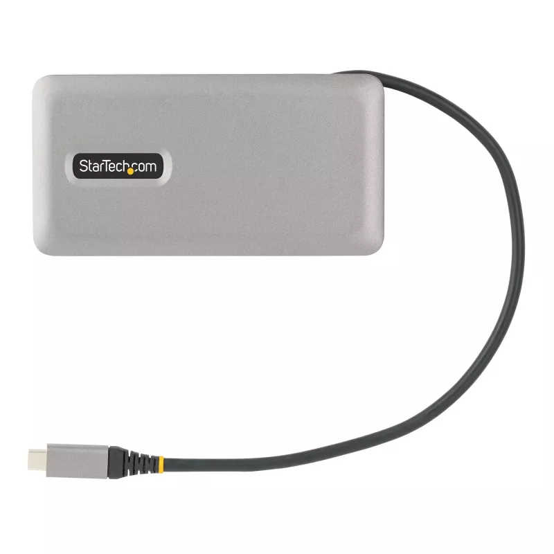 StarTech.com Adattatore multiporta USB-C – HDMI/VGA – 4K 60 Hz – Hub USB a 3 porte – 100 W Power Delivery pass-through – GbE – Mini docking station da viaggio con ricarica – cavo avvolgibile, 30 cm