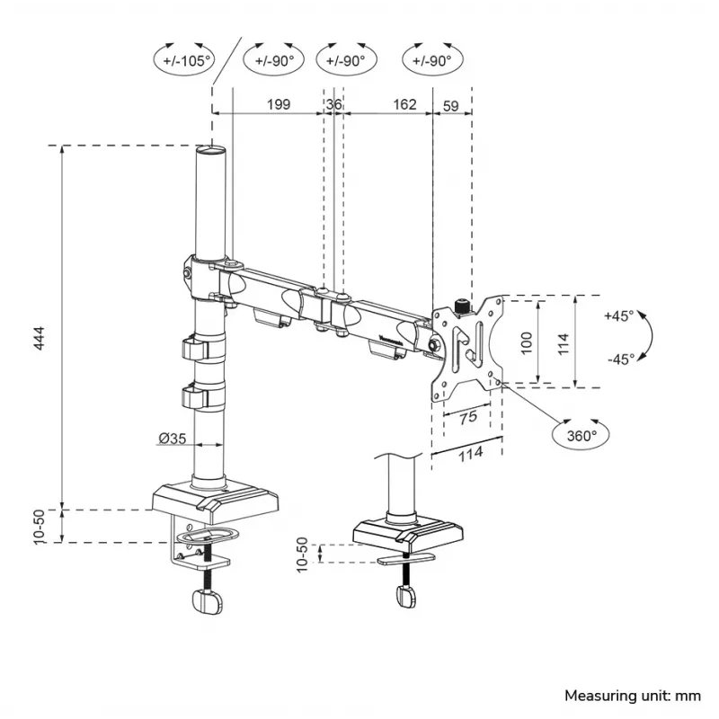 Neomounts DS60-600BL1 Supporto monitor 10-32 pollici - Quick-Fix - Stop 180°