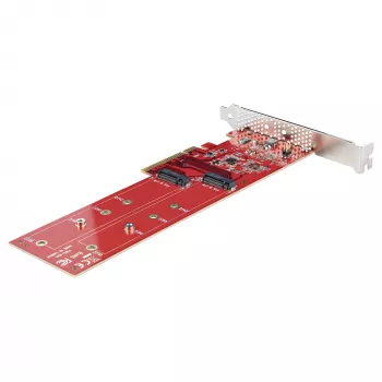 StarTech.com Scheda adattatore dual M.2 PCIe SSD, PCIe x8 / x16 a dual NVMe o AHCI M.2 SSD, PCI Express 4.0, 7,8 GBps/unità, biforcazione richiesta - Compatibile Windows/Linux