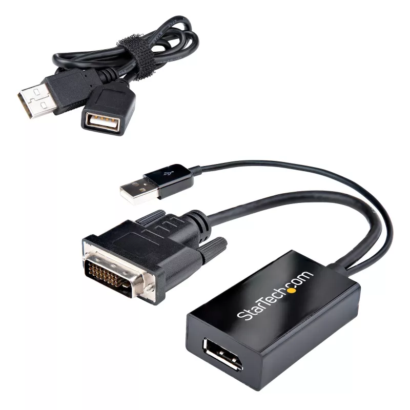 StarTech.com Adattatore DVI a DisplayPort – Alimentazione USB – 1920 x 1200 – Convertitore DVI a DisplayPort – Adattatore video – DVI-D a DP
