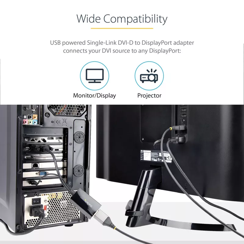 StarTech.com Adattatore DVI a DisplayPort – Alimentazione USB – 1920 x 1200 – Convertitore DVI a DisplayPort – Adattatore video – DVI-D a DP