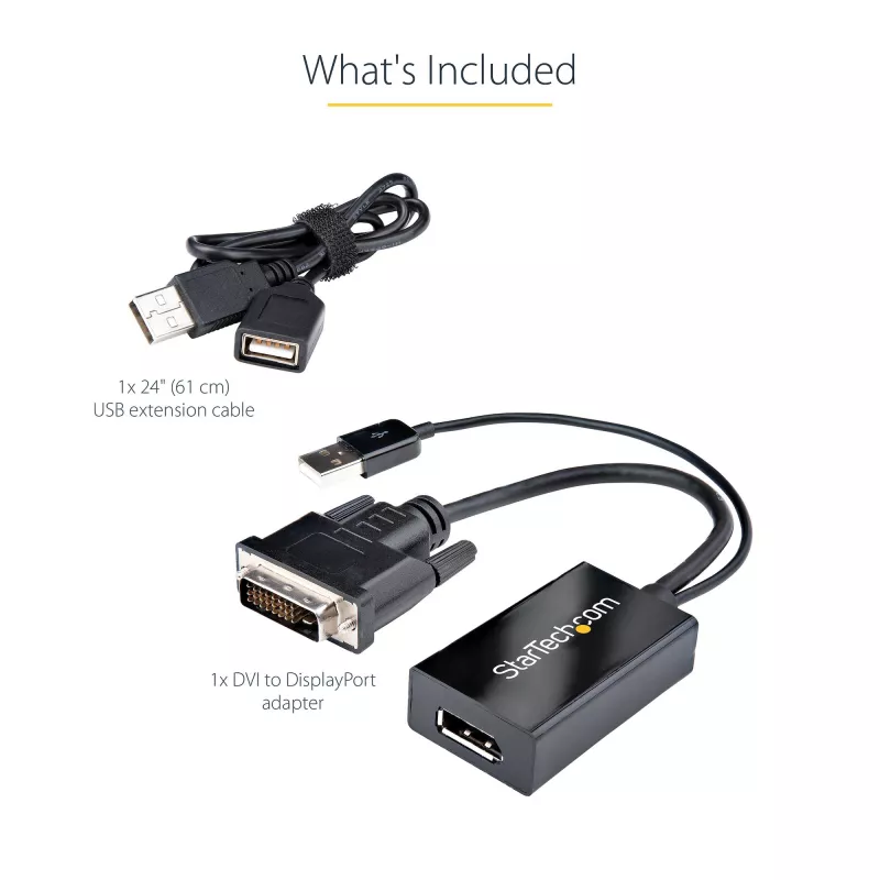 StarTech.com Adattatore DVI a DisplayPort – Alimentazione USB – 1920 x 1200 – Convertitore DVI a DisplayPort – Adattatore video – DVI-D a DP