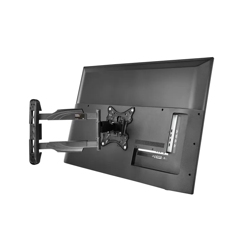StarTech.com FPWARTB1M supporto TV da parete completamente articolato, braccio snodabile, per display VESA da 32-55 pollici, fino a 35 kg (77 lb), rotazione +90/-90, acciaio, nero