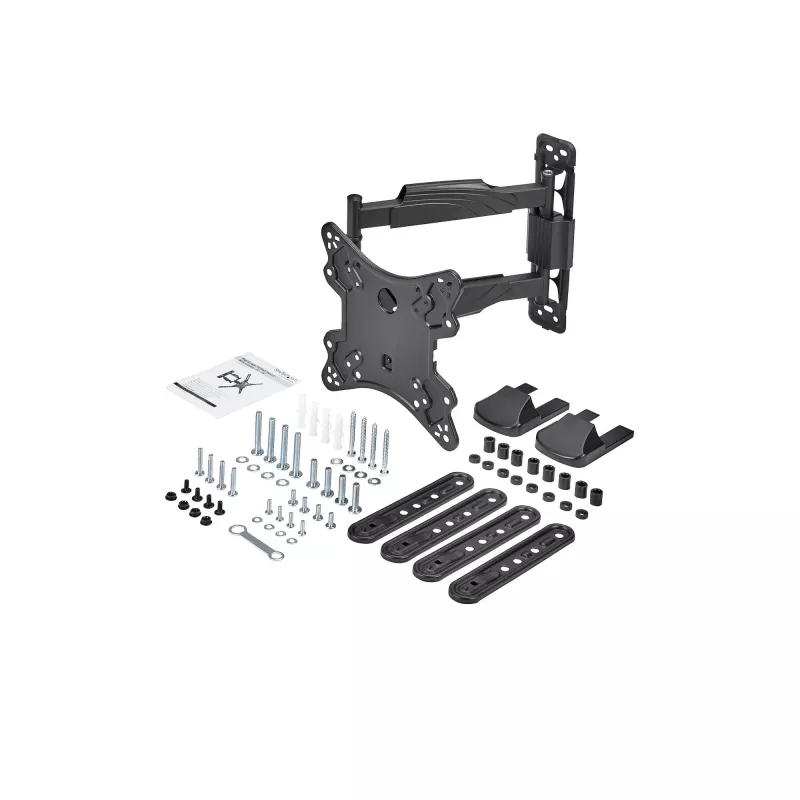 StarTech.com FPWARTB1M supporto TV da parete completamente articolato, braccio snodabile, per display VESA da 32-55 pollici, fino a 35 kg (77 lb), rotazione +90/-90, acciaio, nero