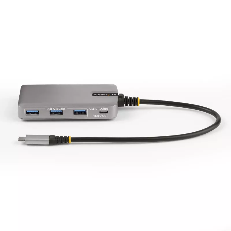 Hub USB-C a 4 porte StarTech.com con uscita video USB-C DP Alt Mode 4K 60Hz - 3x USB-A, 1x USB Type-C, 100W Power Delivery pass-through, USB 3.2 10Gbps, cavo da 30cm, hub USB portatile
