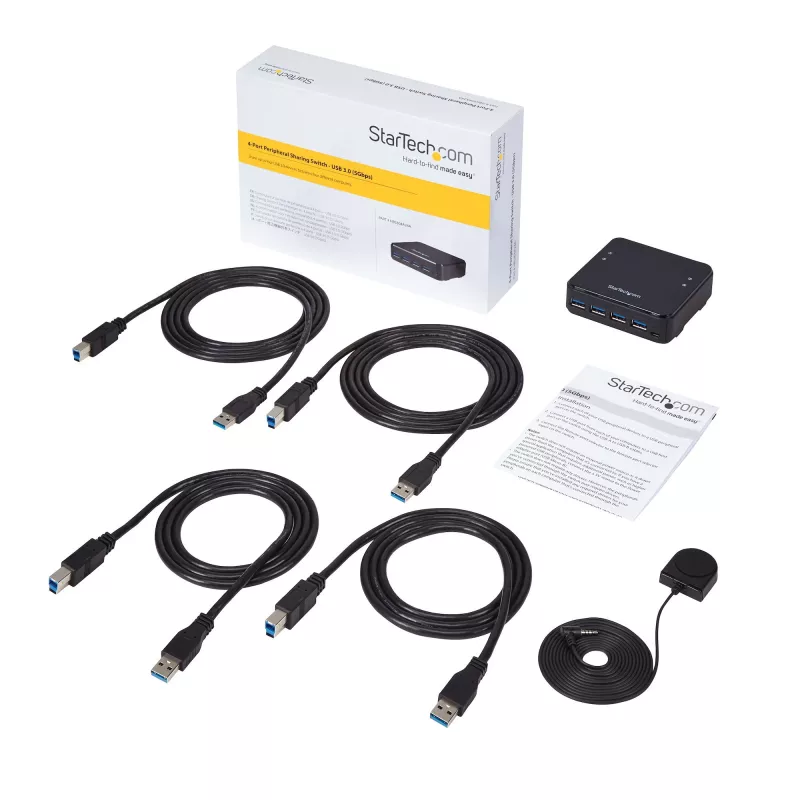 Box switch periferiche USB 3.0 4-a-4 StarTech.com, 5 Gbit/s, Micro-USB Type-B, nero, plastica, CE, FCC, REACH, 0 - 40 °C