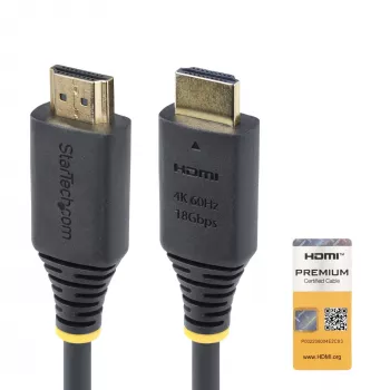 Cavo HDMI high speed premium certificato da 1m (3.3ft) StarTech.com, 4K 60Hz/1440p 144Hz, HDR10/HDCP 2.2/ARC, 18Gbit/s, cavo HDMI 2.0 UHD per TV/monitor/display, guaina TPE