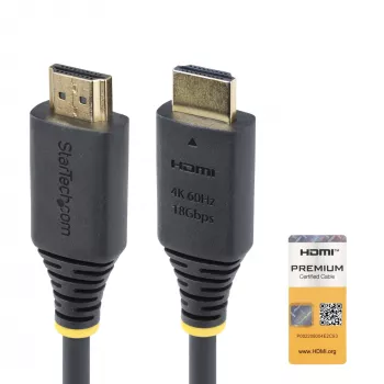 Cavo HDMI high speed premium certificato da 50cm StarTech.com, 4K 60Hz/1440p 144Hz, HDR10/HDCP 2.2/ARC, 18Gbps, cavo HDMI 2.0 UHD per TV/monitor/display, guaina TPE
