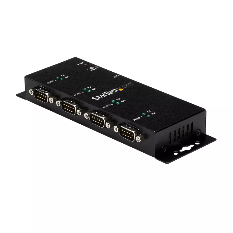 StarTech.com Hub adattatore da 4 porte USB a DB9 RS232 seriale – Montaggio industriale su guida DIN e a parete