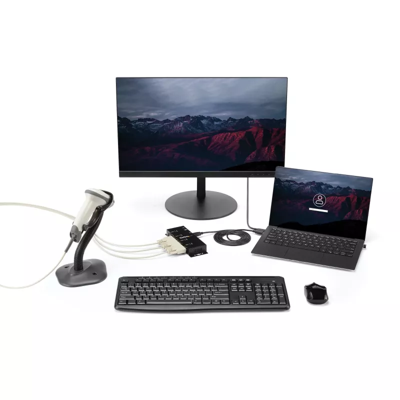 StarTech.com Hub adattatore da 4 porte USB a DB9 RS232 seriale – Montaggio industriale su guida DIN e a parete