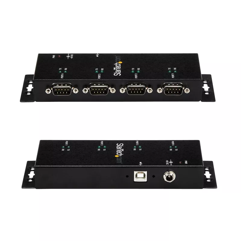 StarTech.com Hub adattatore da 4 porte USB a DB9 RS232 seriale – Montaggio industriale su guida DIN e a parete