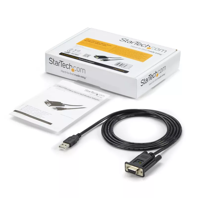 StarTech.com ICUSB232FTN cavo adattatore da USB a seriale null modem RS232 DB9 DCE a 1 porta, FTDI, USB 2.0, nero