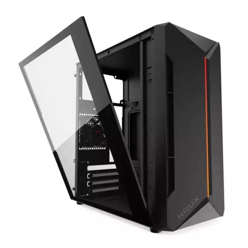 Case PC KRUX Astro Cube nero — chassis Cube, supporta Micro ATX/Mini-ITX, 1 alloggiamento 3,5 inch + 2 da 2,5 inch, finestra laterale, alimentatore max 28 cm, altezza massima dissipatore 136 mm